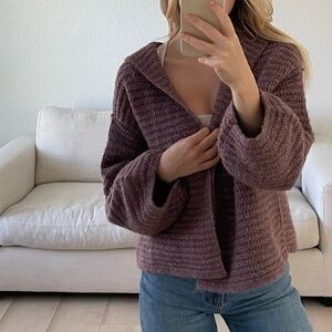 Cozy Mauve Knit Cardigan Sweater - Women's